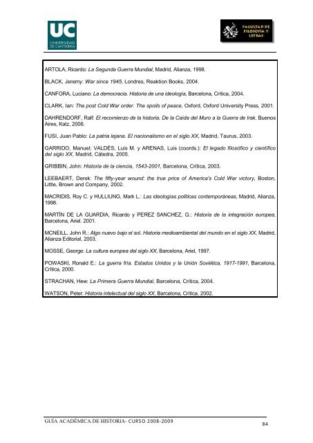 Titulación: Licenciatura en Historia Plan: 1999 - Universidad de ...