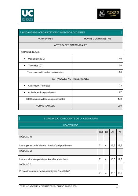 Titulación: Licenciatura en Historia Plan: 1999 - Universidad de ...