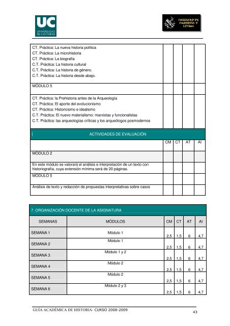 Titulación: Licenciatura en Historia Plan: 1999 - Universidad de ...