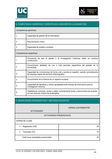 Titulación: Licenciatura en Historia Plan: 1999 - Universidad de ...