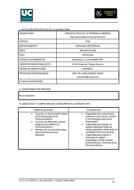 Titulación: Licenciatura en Historia Plan: 1999 - Universidad de ...