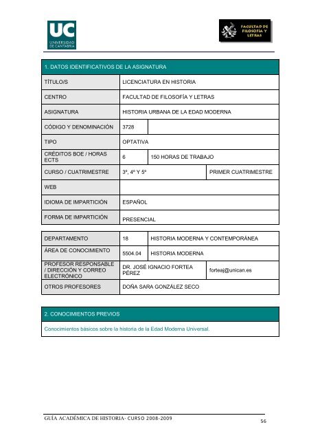 Titulación: Licenciatura en Historia Plan: 1999 - Universidad de ...