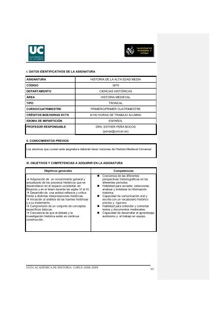 Titulación: Licenciatura en Historia Plan: 1999 - Universidad de ...