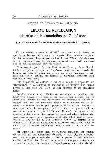 Ensayo de repoblación de caza en las montañas de ... - Aranzadi
