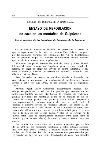 Ensayo de repoblación de caza en las montañas de ... - Aranzadi