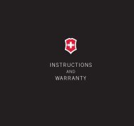 INSTRUCTIONS WARRANTY - Victorinox