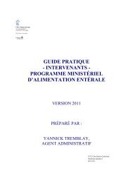 Guide pratique du programme ministériel d'alimentation entérale