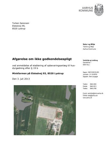 Afgørelse om ikke godkendelsespligt Elstedvej 93 (pdf ... - Aarhus.dk