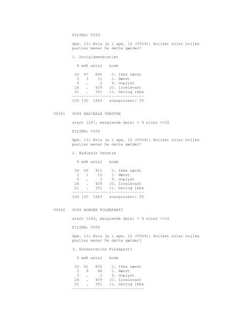 Sonar opinionsundersøgelse, 1990 - DDA Samfund - Dansk Data ...