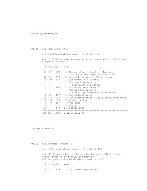 Sonar opinionsundersøgelse, 1990 - DDA Samfund - Dansk Data ...