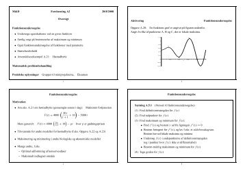 Forelæsning A2 i matematik, torsdag 28/8 2008