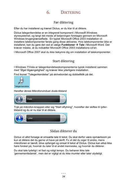 Brugervejledning for Windows 7 / Vista - Dictus