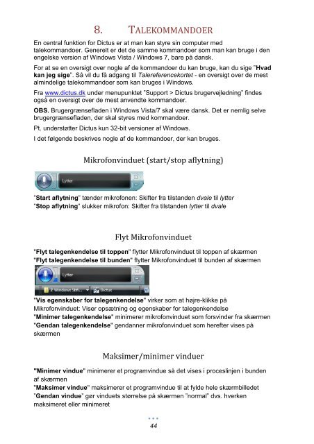 Brugervejledning for Windows 7 / Vista - Dictus