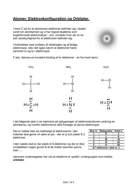 Atomer: Elektronkonfiguration og Orbitaler.