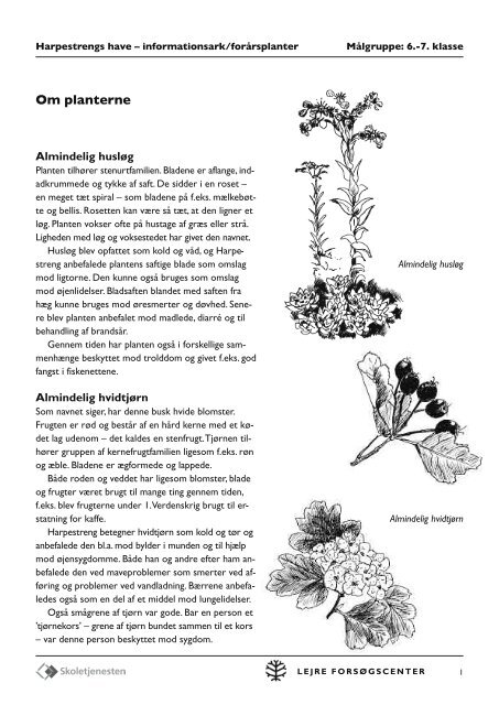 Om planterne - Skoletjenesten