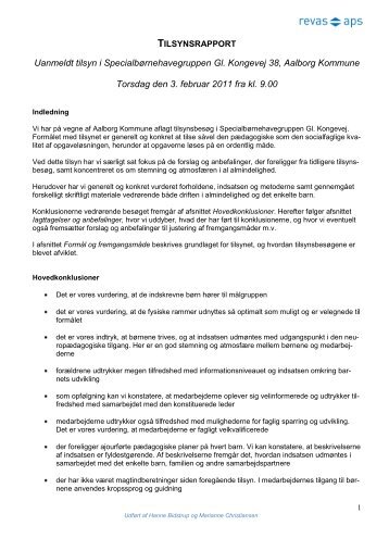 Tilsynsrapport uanmeldt tilsyn - Aalborg Kommune