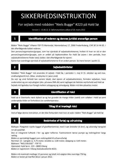 SIKKERHEDSINSTRUKTION - FDF F5 Mariendal