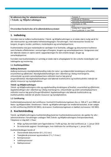 Beskrivelse af kvalitetsledelsessystemet i Teknik- og Miljøforvaltningen