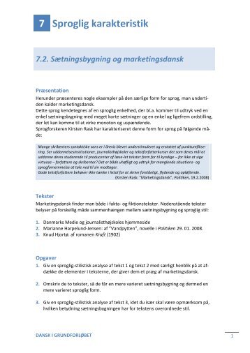 7.2. Sætningsbygning og marketingsdansk - Det ny Forlag