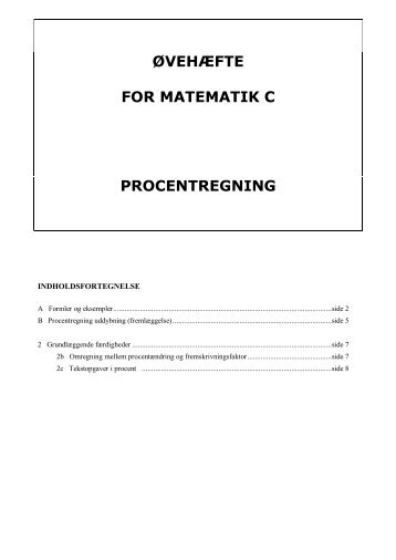 ØVEHÆFTE FOR MATEMATIK C PROCENTREGNING