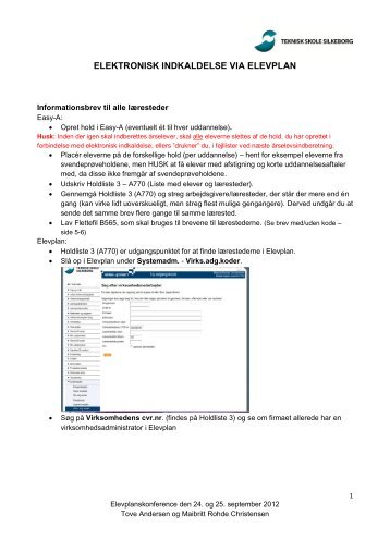 ELEKTRONISK INDKALDELSE VIA ELEVPLAN - AdmSys