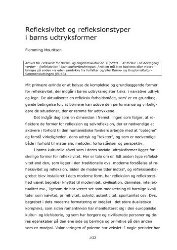 Refleksivitet og refleksionstyper i børns udtryksformer