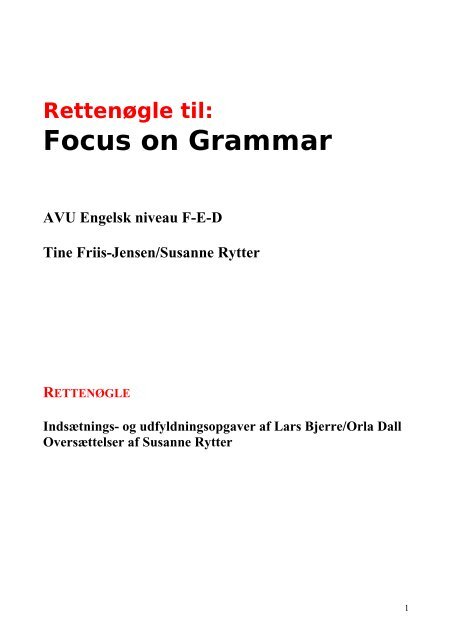 Rettenøgle til Focus on Grammar