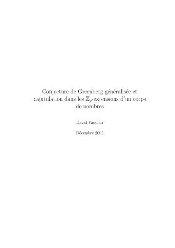 Conjecture de Greenberg généralisée et capitulation dans les Zp ...