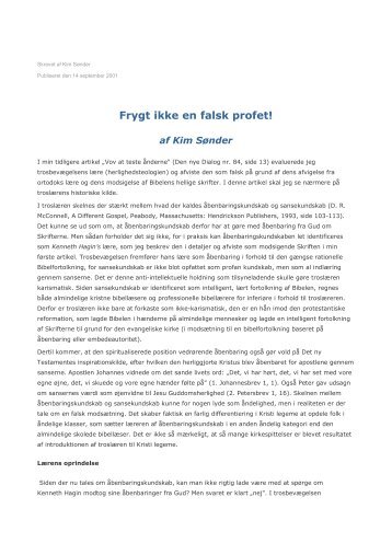 Frygt ikke en falsk profet!