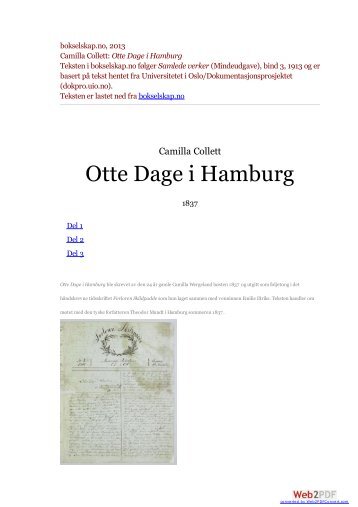 Otte Dage i Hamburg Teksten i bokselskap.no følger Samlede verker