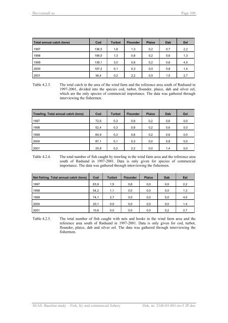 Baseline study Fish, fry and commercial fishery Nysted Offshore ...