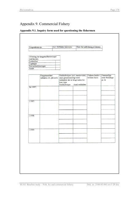 Baseline study Fish, fry and commercial fishery Nysted Offshore ...