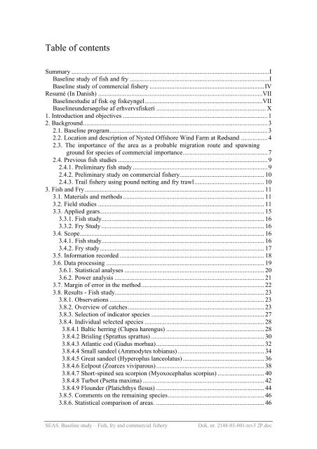 Baseline study Fish, fry and commercial fishery Nysted Offshore ...