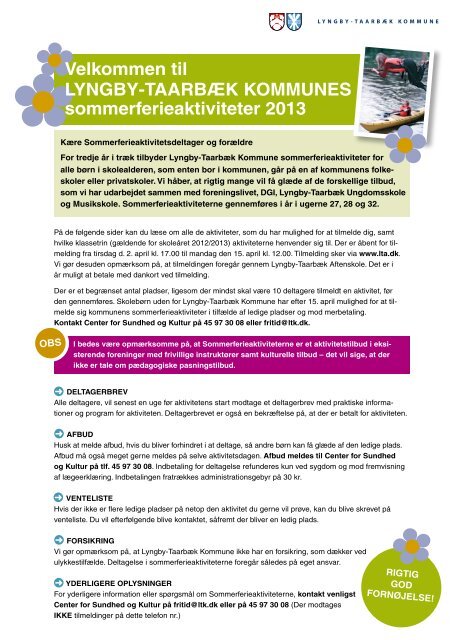 Sommerferieaktiviteter 2013 - Lyngby Taarbæk Kommune