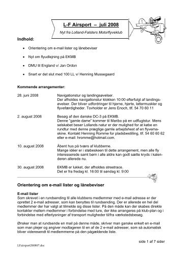 L-F Airsport – juli 2008 - Lolland Falsters motorflyveklub