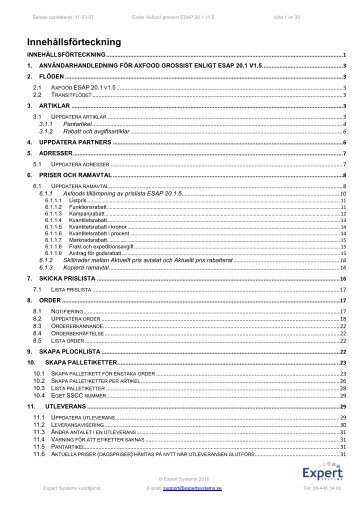 Handledning förAxfood grossistflödet ESAP 20.1 ... - Expert Systems