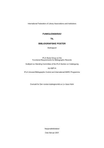 Funksjonskrav til bibliografiske poster - Nasjonalbiblioteket