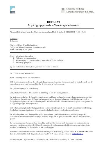 REFERAT 3. gårdgruppemøde – Vendersgade-karréen - Prosedo