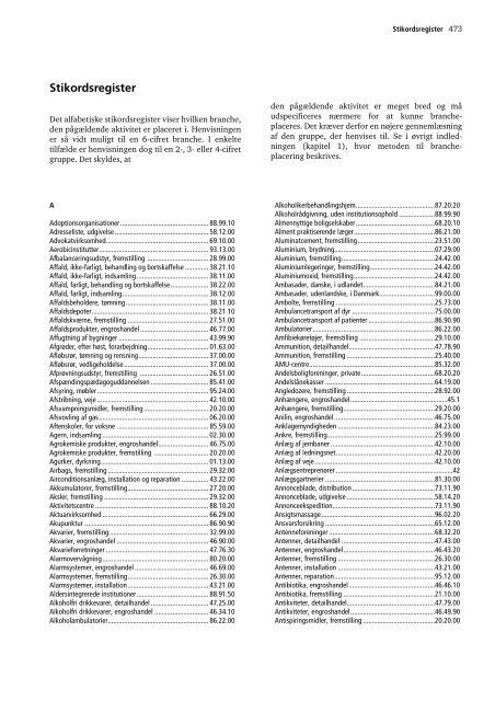 Dansk Branchekode - Mzes