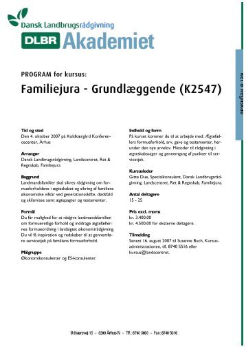 Familiejura - Grundlæggende (K2547) - LandbrugsInfo