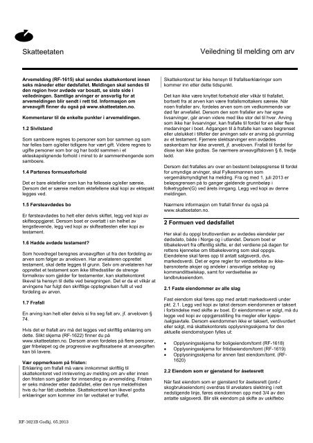 pic Arveavgift 2013 skatteetaten veiledning til melding om arv
