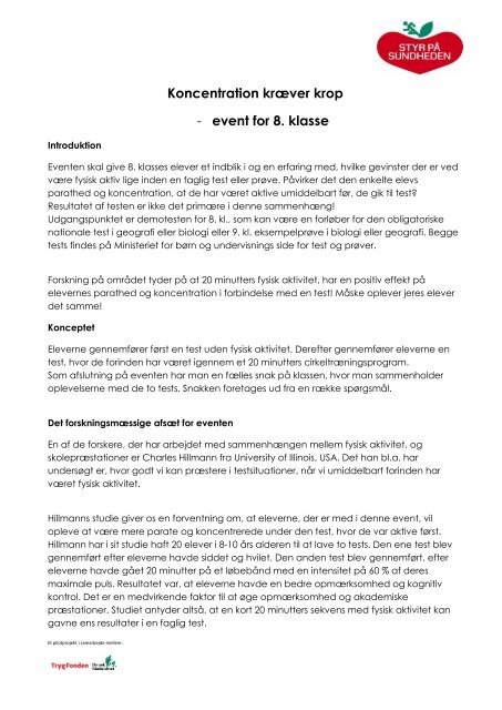 Koncentration kræver krop - event for 8. klasse