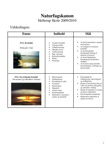 Naturfagskanon udskoling - Skoleporten Hellerup Skole