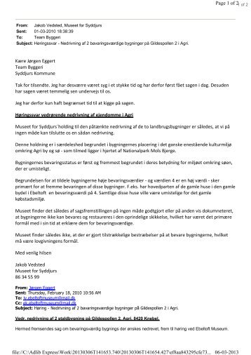 Kære Jørgen Eggert Team Byggeri Syddjurs Kommune Tak for ...