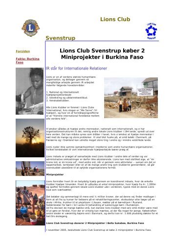 i Burkina Faso - Lions Club - Svenstrup