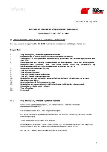 referat - Boligselskabet Sjælland