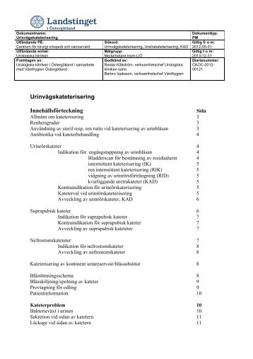 PM Urinkateterisering - Landstinget i Östergötland