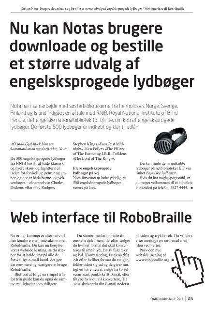 Ordblindebladet nr. 2/2011 - Ordblinde/Dysleksiforeningen i Danmark