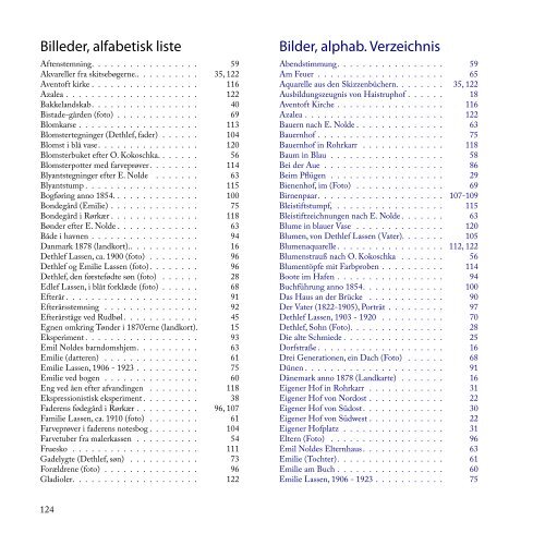 Billeder, alfabetisk liste Bilder, alphab. Verzeichnis Bucka.dk