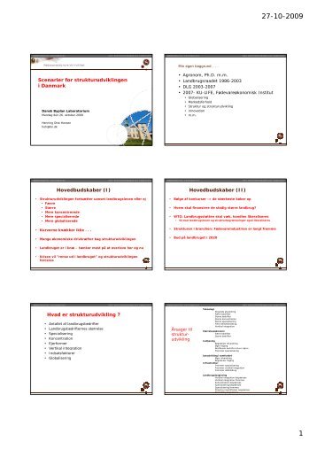 Scenarier for strukturudviklingen i Danmark Hovedbudskaber (I ...